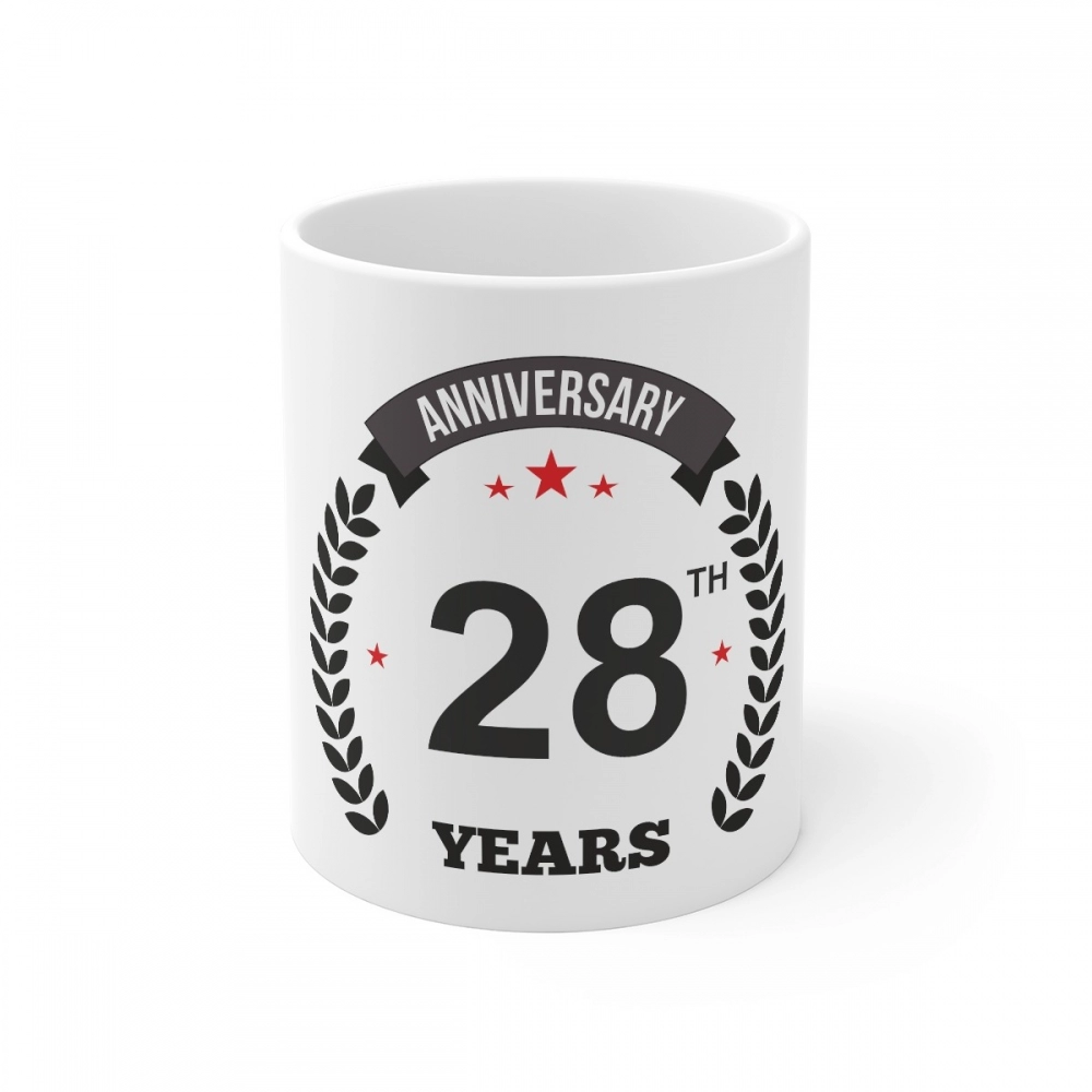 52163600147_2ed492a836_o_d-1000x1000-1.webp Ceramic 28th Anniversary Printed Coffee Mug (Color: White, Capacity:330ml) - Image 1