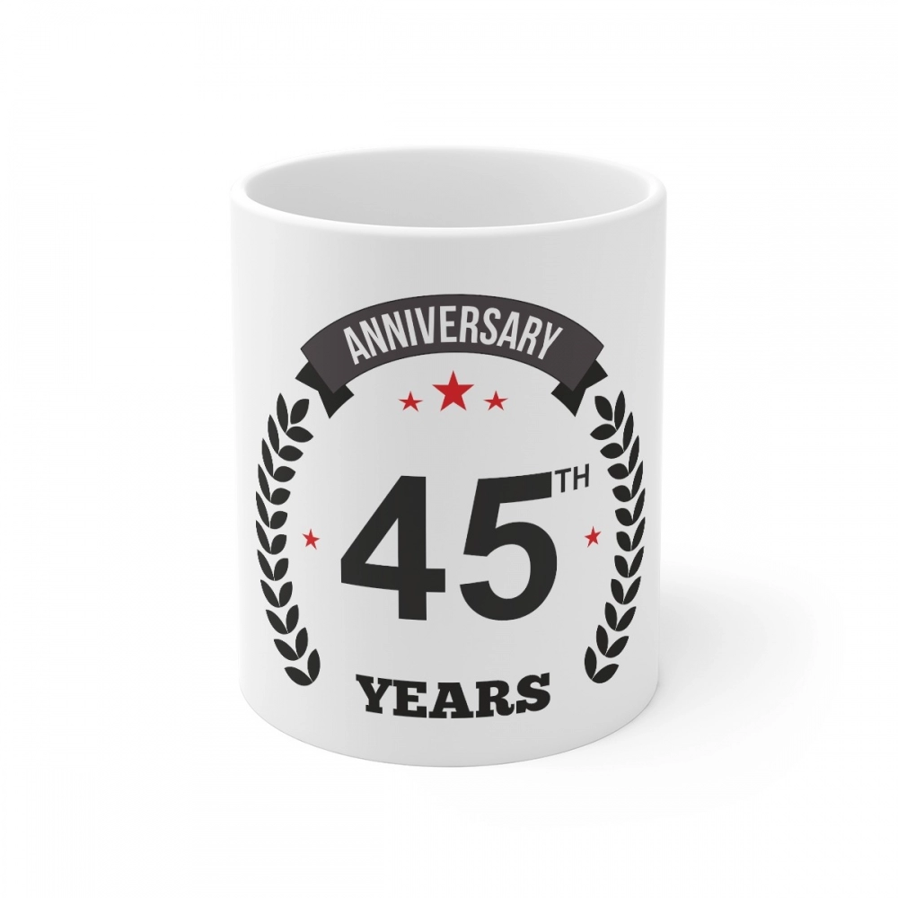 52164661121_7db378c372_o_d-1000x1000-1.webp Ceramic 45th Anniversary Printed Coffee Mug (Color: White, Capacity:330ml) - Image 1