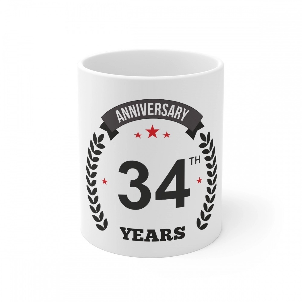 52164865769_1b724bf569_o_d-1000x1000-1.webp Ceramic 34th Anniversary Printed Coffee Mug (Color: White, Capacity:330ml) - Image 1