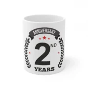 Ceramic 2nd Anniversary Printed Coffee Mug (Color: White, Capacity:330ml)