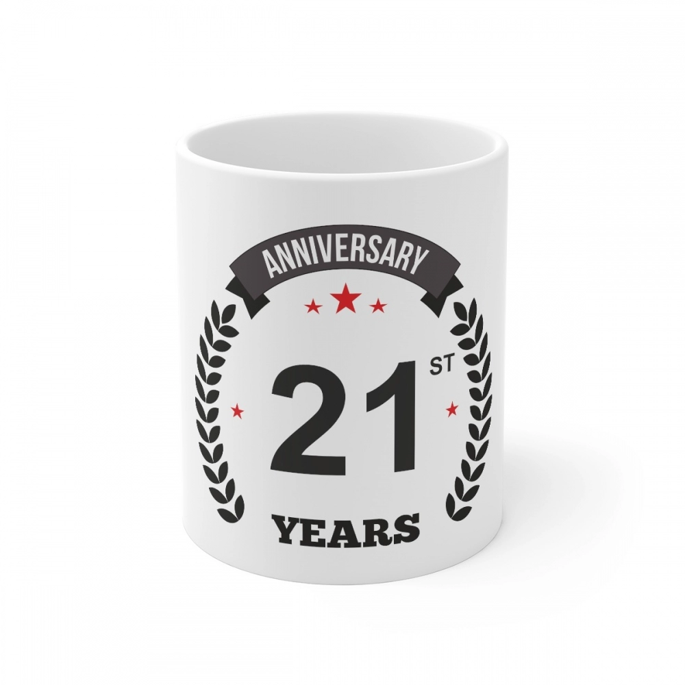 52165103070_a6b2339d06_o_d-1000x1000-1.webp Ceramic 21st Anniversary Printed Coffee Mug (Color: White, Capacity:330ml) - Image 1