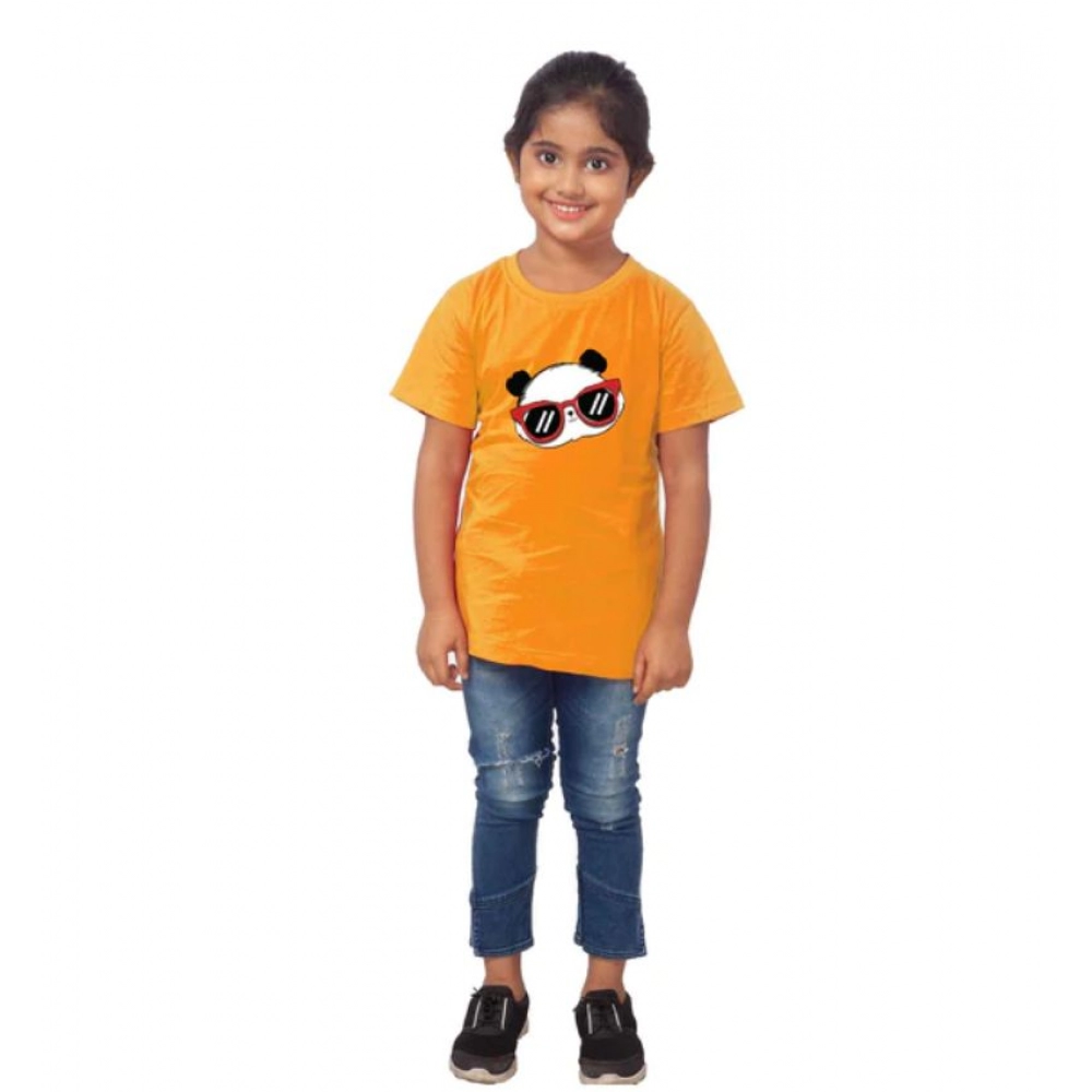 52320493437_f32e71c0a2_o_d-1000x1000-1.webp Girls Cotton Panda Glass Half Sleeve TShirt (Mustard) - Image 1