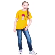 Girls Cotton Akashi Half Sleeve TShirt (Yellow) - Image 4