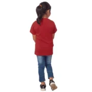 Girls Cotton Snow Board Half Sleeve TShirt (Maroon) - Image 2