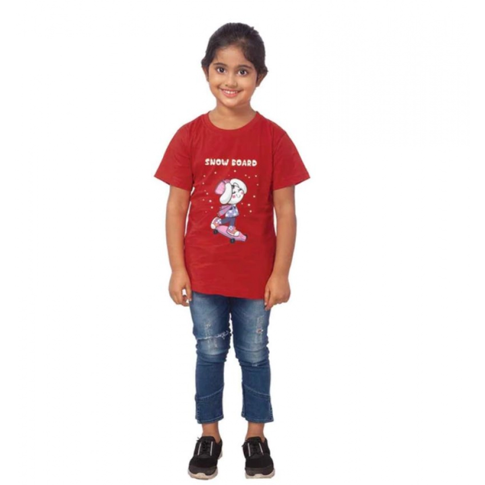 52321587928_edbefb4e6e_o_d-1000x1000-1.webp Girls Cotton Snow Board Half Sleeve TShirt (Maroon) - Image 1
