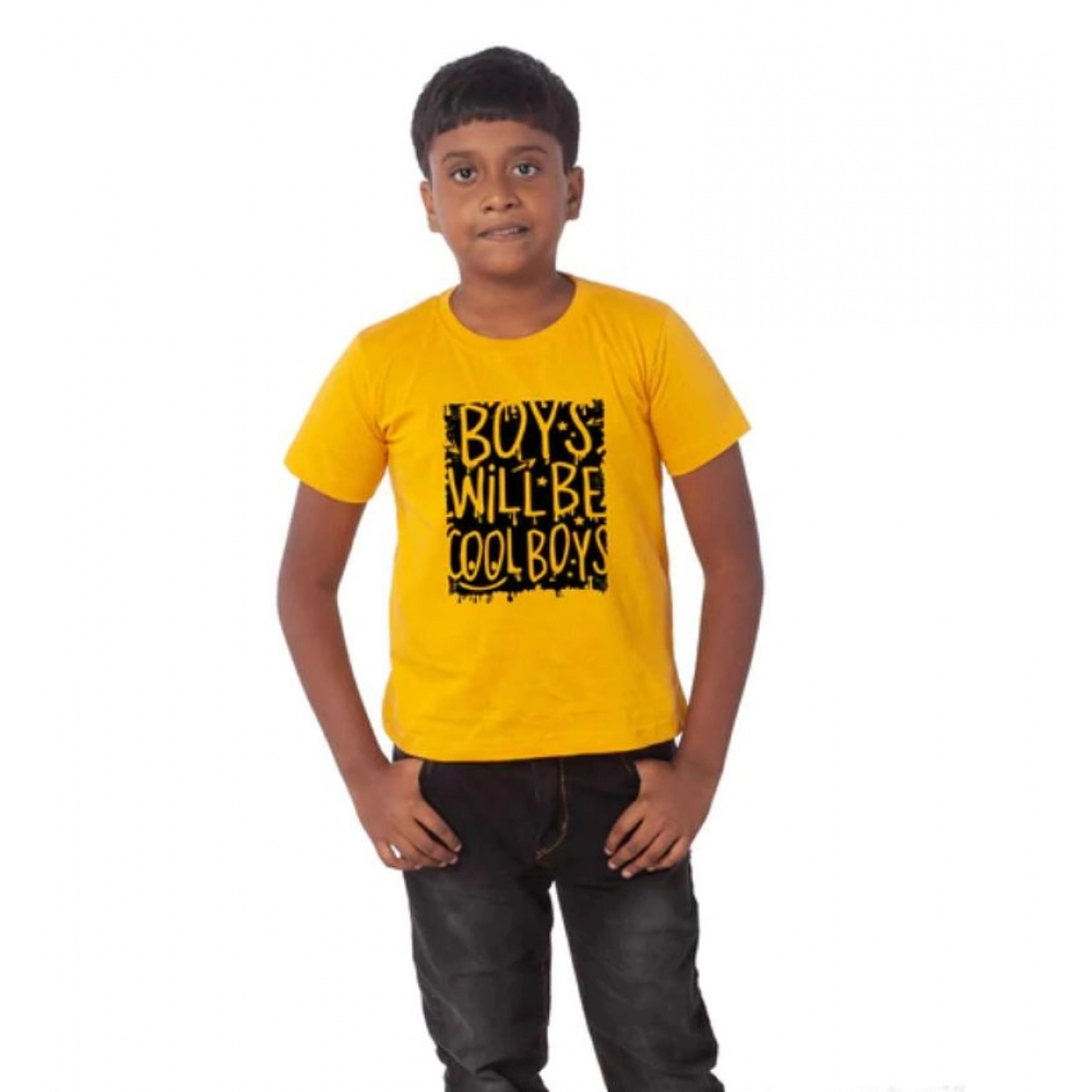 52321603363_716577561d_o_d-1000x1000-1.webp Boys Cotton Will Be Cool Half Sleeve TShirt (Mustard) - Image 1