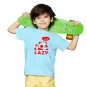 Boys Cotton Lazy Half Sleeve TShirt (Sky Blue) - Image 4
