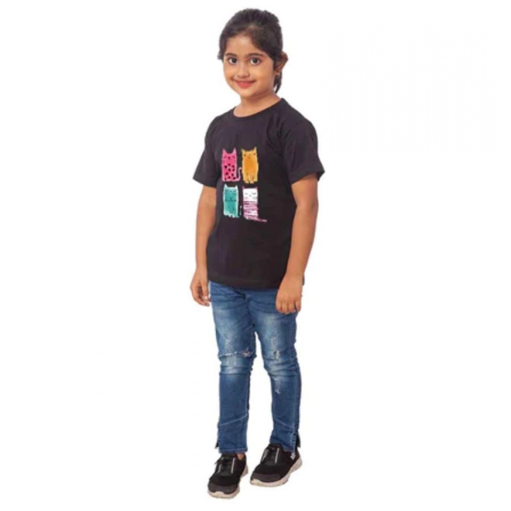 52321695619_cb96bf2fc9_o_d-1000x1000-1.webp Girls Cotton Cat Half Sleeve TShirt (Black) - Image 1