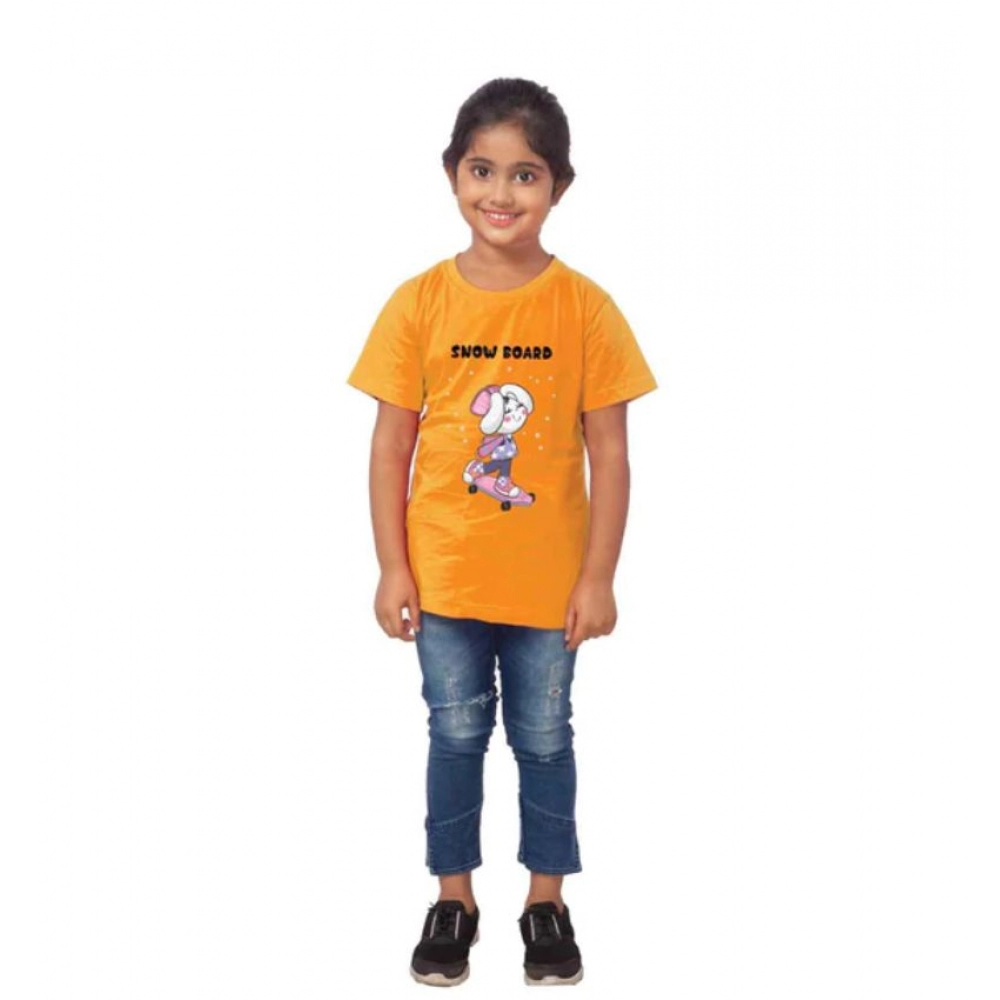 52321698569_b6fe73a21e_o_d-1000x1000-1.webp Girls Cotton Snow Board Half Sleeve TShirt (Mustard) - Image 1