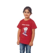 Girls Cotton Snow Board Half Sleeve TShirt (Maroon) - Image 4