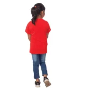 Girls Cotton Cat Half Sleeve TShirt (Red) - Image 2