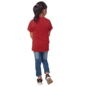 Girls Cotton Adelie Half Sleeve TShirt (Maroon) - Image 2