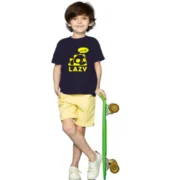 Boys Cotton Lazy Half Sleeve TShirt (Black)
