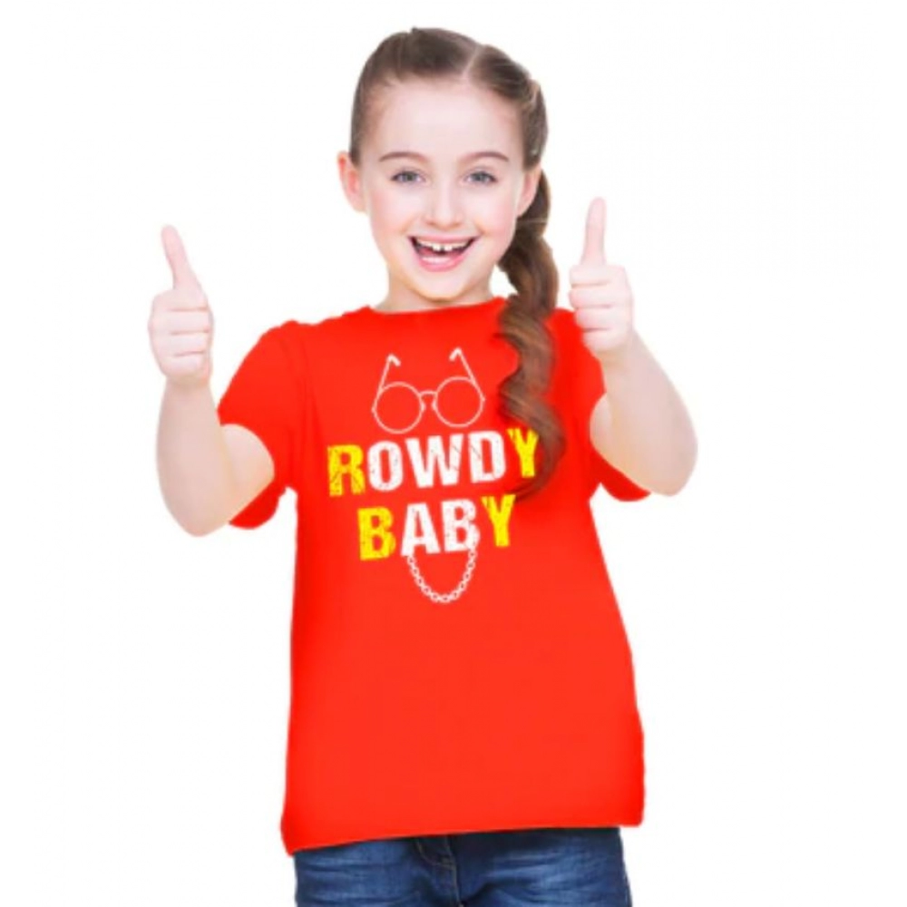 52321727324_6cb9ed8465_o_d-1000x1000-1.webp Girls Cotton Rowdy Baby Half Sleeve TShirt (Red) - Image 1