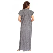Women's Cotton Printed Maxi Nighty (Grey) - Image 3