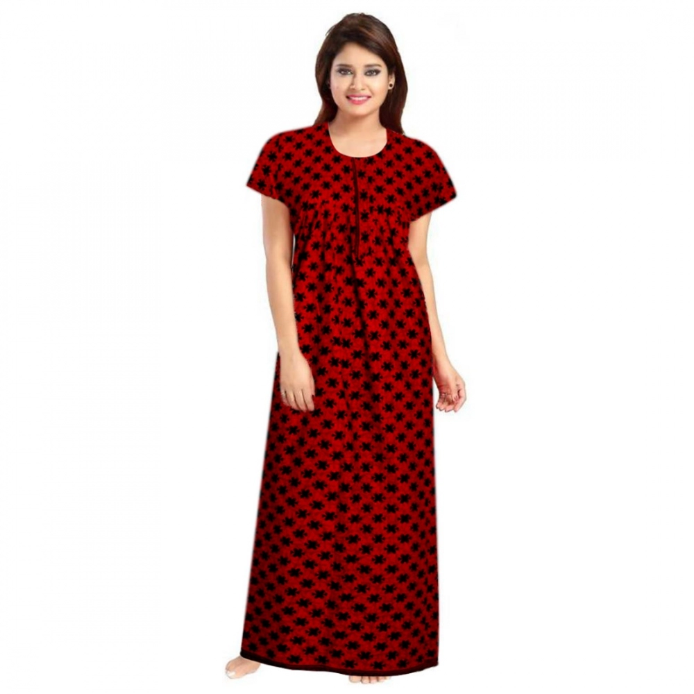 52361534253_a00aa347c0_o_d-1000x1000-1.webp Women's Cotton Printed Maxi Nighty (Red) - Image 1
