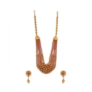 Women's Ethnic Five Layer Brass Mala With Crystal For Women And Girls (Red, Free Size)