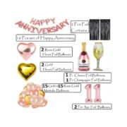 11Th Anniversary Rose Gold Foil Balloons With Happy Decoration Items Set (Rose Gold) - Image 3