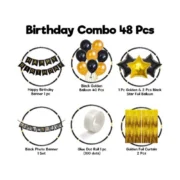 Happy Birthday Decoration Combo Of Curtain And Metallic And Foil Balloons (Multicolor) - Image 2