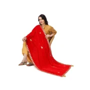 Women's Velvet Gotta Patti Dupatta (Red, Length: 2.25 to 2.50 Mtr) - Image 2