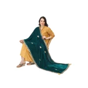 Women's Velvet Gotta Patti Dupatta (Dark Green, Length: 2.25 to 2.50 Mtr) - Image 2
