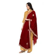 Women's Velvet Gotta Patti Dupatta (Maroon, Length: 2.25 to 2.50 Mtr) - Image 5