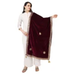 Women's Velvet Gotta Patti Dupatta (Purple, Length: 2.25 to 2.50 Mtr)