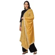 Women's Velvet Gotta Patti Dupatta (Yellow, Length: 2.25 to 2.50 Mtr) - Image 5