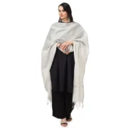 Women's Chanderi Solid Dupatta (White, Length: 2.25 to 2.50 Mtr) - Image 2