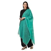 Women's Cotton Embroidered Dupatta (Turquoise, Length: 2.25 to 2.50 Mtr) - Image 5