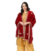 Women's Velvet Gotta Patti Dupatta (Maroon, Length: 2.25 to 2.50 Mtr) - Image 4