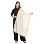 Women's Velvet Gotta Patti Dupatta (Off White, Length: 2.25 to 2.50 Mtr)