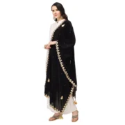 Women's Velvet Gotta Patti Dupatta (Black, Length: 2.25 to 2.50 Mtr) - Image 5