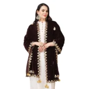 Women's Velvet Gotta Patti Dupatta (Brown, Length: 2.25 to 2.50 Mtr) - Image 3