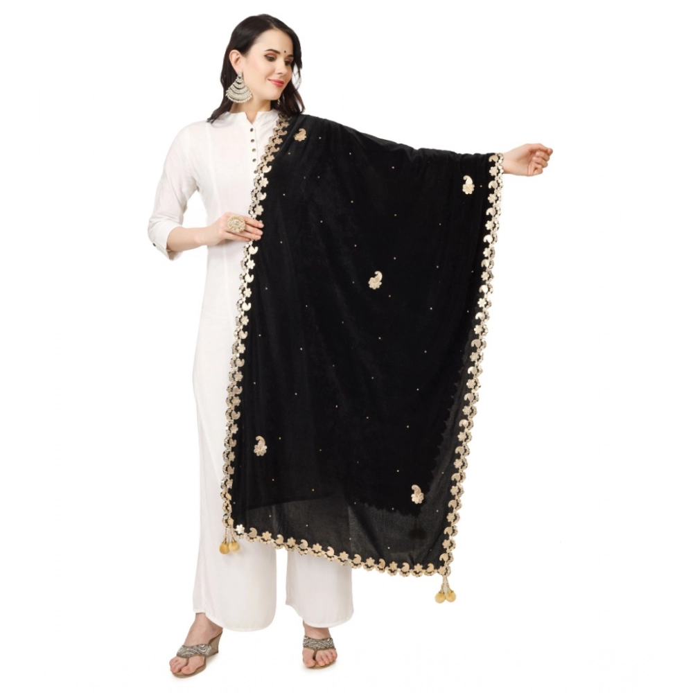 53510131016_0a92a943d0_o_d-1000x1000-1.webp Women's Velvet Gotta Patti Dupatta (Black, Length: 2.25 to 2.50 Mtr) - Image 1