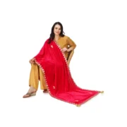 Women's Velvet Gotta Patti Dupatta (Pink, Length: 2.25 to 2.50 Mtr) - Image 2