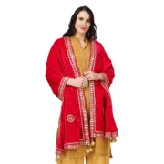 Women's Velvet Gotta Patti Dupatta (Pink, Length: 2.25 to 2.50 Mtr) - Image 3