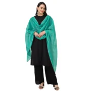 Women's Cotton Embroidered Dupatta (Turquoise, Length: 2.25 to 2.50 Mtr) - Image 2