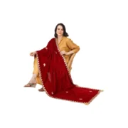 Women's Velvet Gotta Patti Dupatta (Maroon, Length: 2.25 to 2.50 Mtr) - Image 2