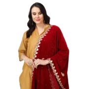 Women's Velvet Gotta Patti Dupatta (Maroon, Length: 2.25 to 2.50 Mtr) - Image 5
