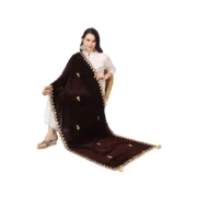 Women's Velvet Gotta Patti Dupatta (Brown, Length: 2.25 to 2.50 Mtr) - Image 2
