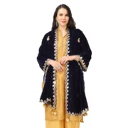 Women's Velvet Gotta Patti Dupatta (Blue, Length: 2.25 to 2.50 Mtr) - Image 3