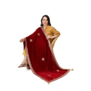 Women's Velvet Gotta Patti Dupatta (Maroon, Length: 2.25 to 2.50 Mtr) - Image 2