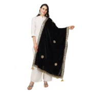 Women's Velvet Gotta Patti Dupatta (Black, Length: 2.25 to 2.50 Mtr)