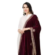 Women's Velvet Gotta Patti Dupatta (Purple, Length: 2.25 to 2.50 Mtr) - Image 4