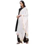 Women's Velvet Gotta Patti Dupatta (White, Length: 2.25 to 2.50 Mtr) - Image 5