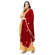 Women's Velvet Gotta Patti Dupatta (Maroon, Length: 2.25 to 2.50 Mtr) - Image 3