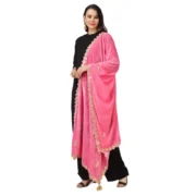 Women's Velvet Gotta Patti Dupatta (Pink, Length: 2.25 to 2.50 Mtr) - Image 5