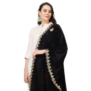 Women's Velvet Gotta Patti Dupatta (Black, Length: 2.25 to 2.50 Mtr) - Image 4
