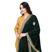 Women's Velvet Gotta Patti Dupatta (Green, Length: 2.25 to 2.50 Mtr) - Image 5